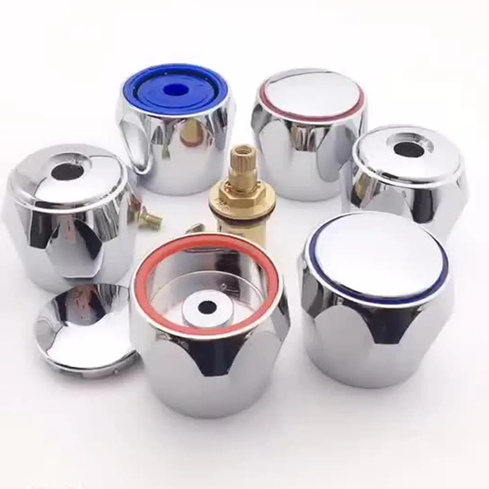 2Pcs Hot & Cold Tap Top Head Faucet Cover Chrome Plated Replacement Set Kitchen