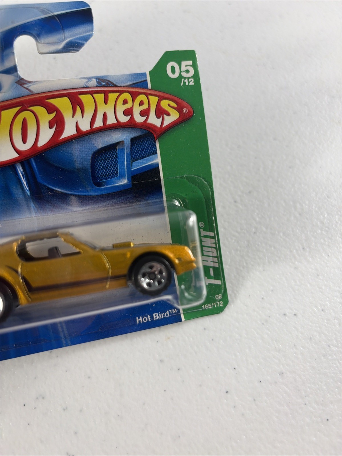 2007 HOT WHEELS TREASURE HUNT PONTIAC HOT BIRD GOLD SHORT CARD 5/12 #165/172
