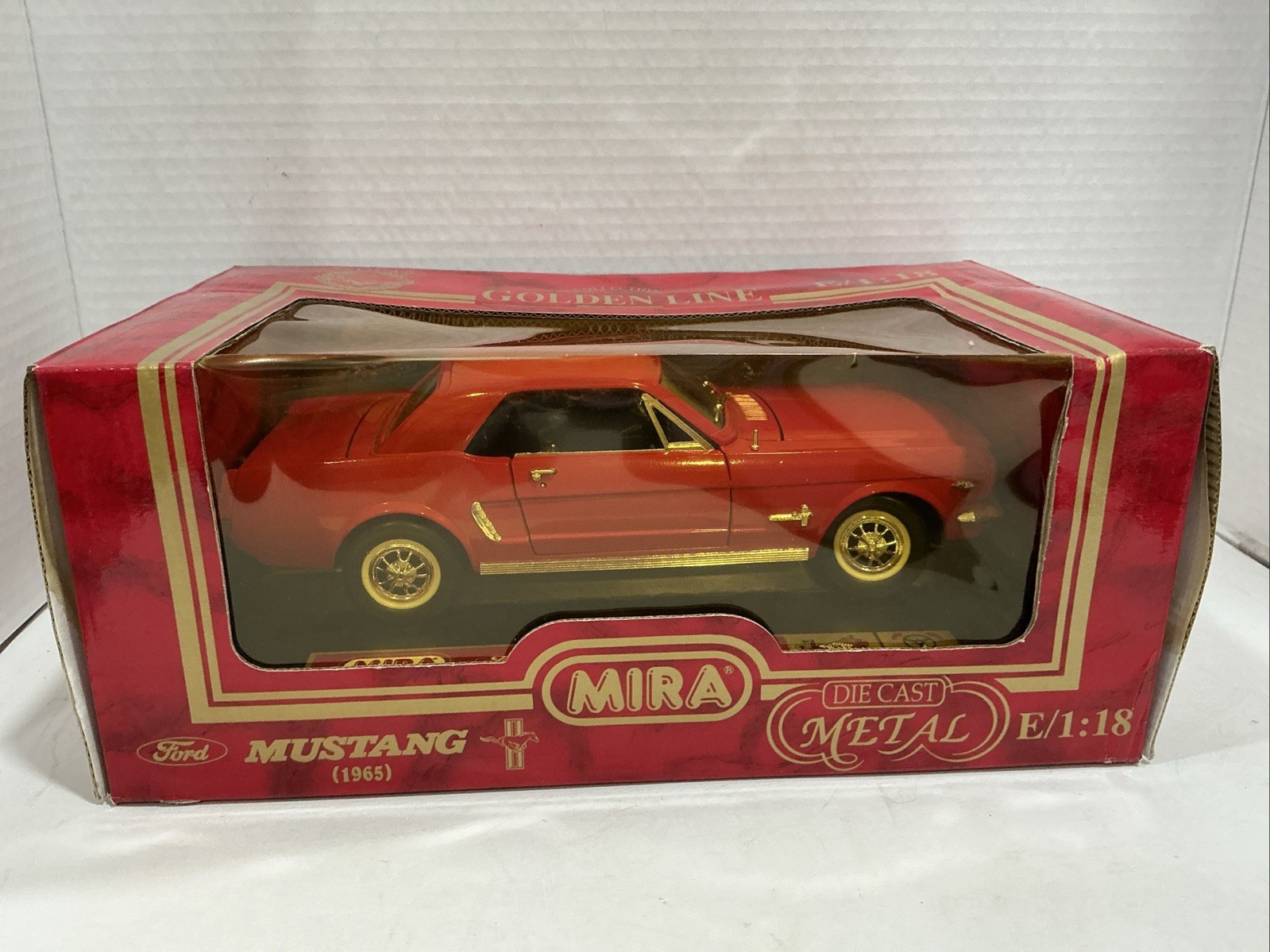 MIRA GOLDEN LINE 1965 Ford Mustang ~ Red Hard Top 1:18 Die Cast Car