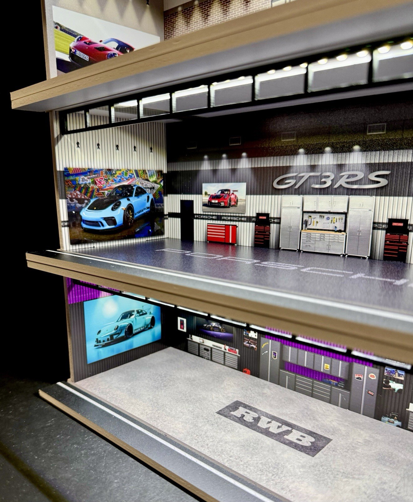 The Ultimate Porsche Diorama! For Hot Wheels 1:64 Models LED Lighting 5 LEVELS!