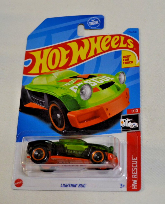 HOT WHEELS 2023 HW RESCUE 1/10 – LIGHTNIN’ BUG CLEAR GREEN , BLACK AND ORANGE
