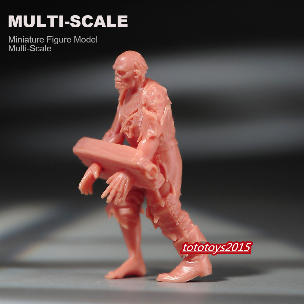 4pcs Unpainted 1/87 Zombie Scene Prop Miniatures Doll Figure Diorama For Car Toy