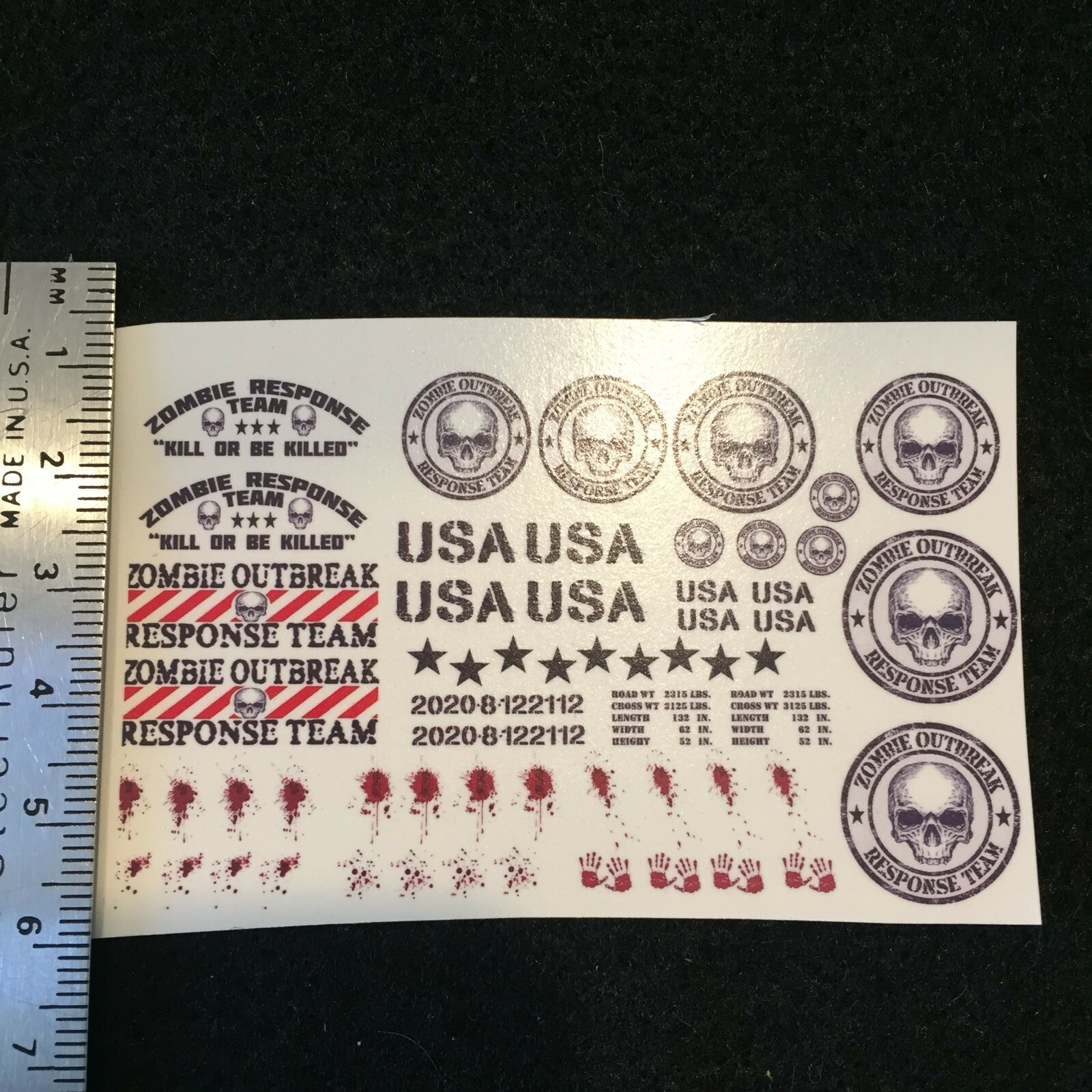 Clear 1:64 Waterslide Decal for JDM VW Silverado Camaro Zombie Walking Dead