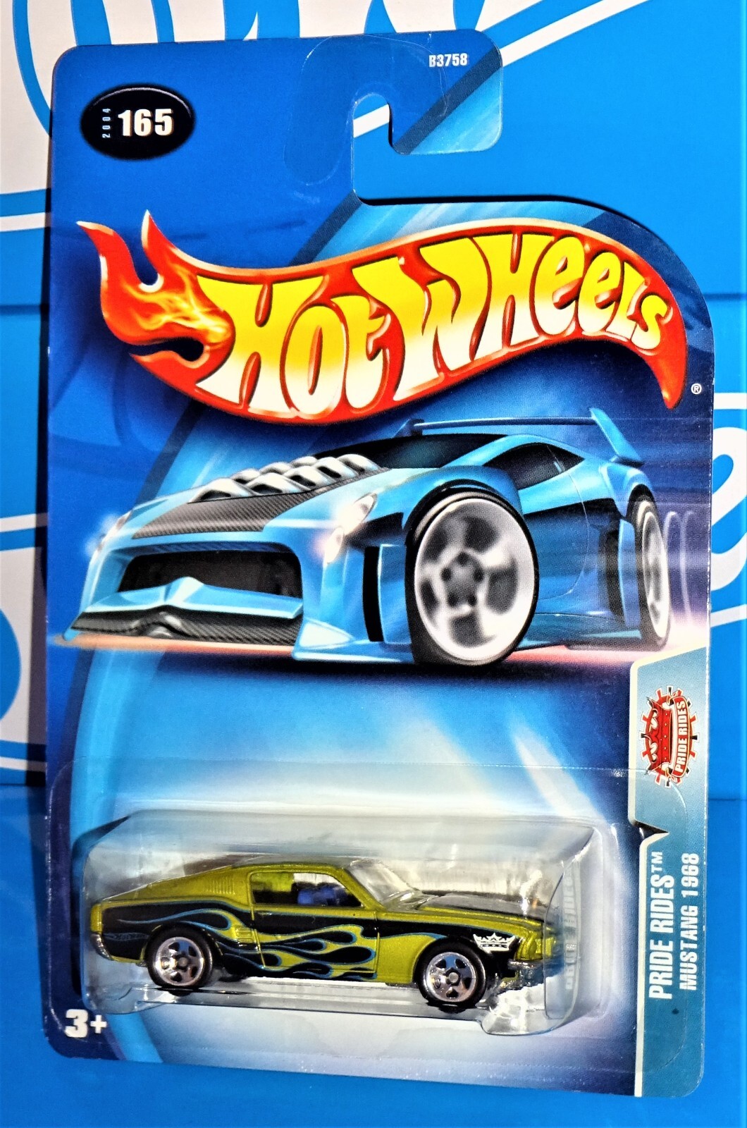 Hot Wheels 2004 Pride Rides #165 Mustang 1968 Anitifreeze w/ 5SPs Opening Hood