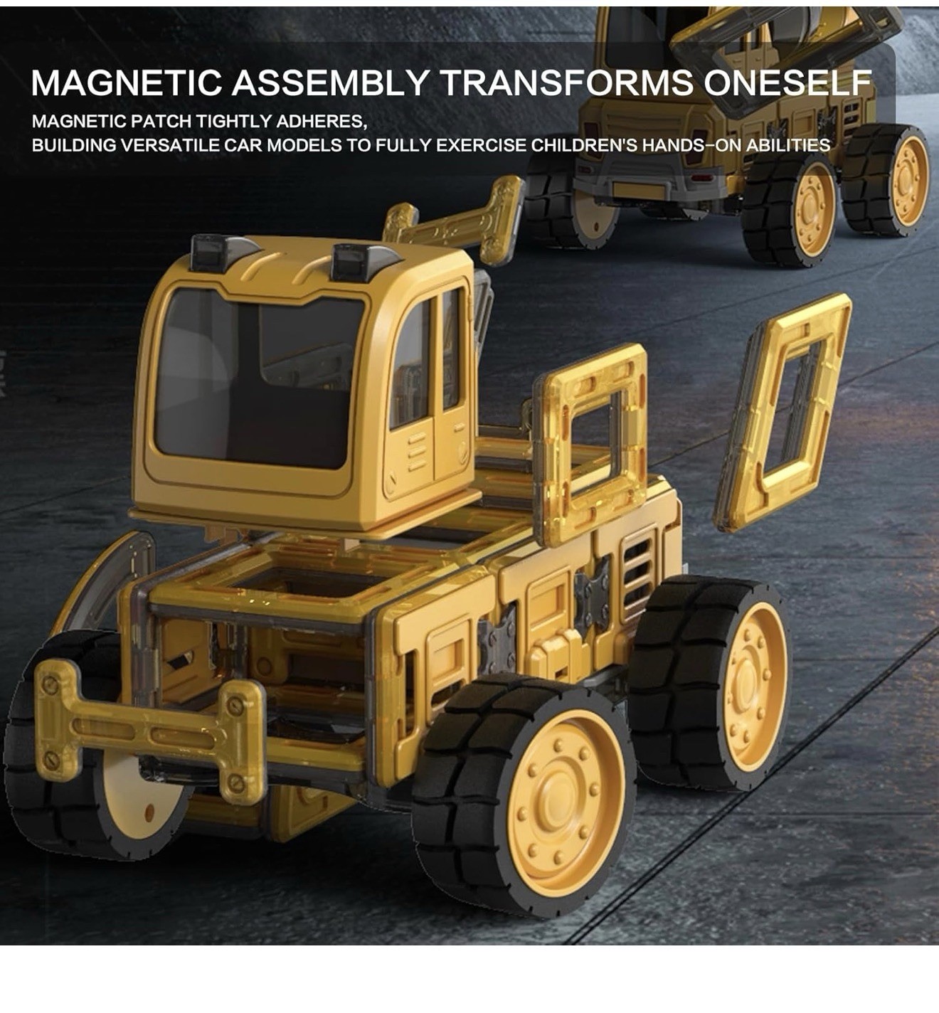 Danbaole Magnetic Truck DIY Assembly Eneineering Vehicle with Music Lights