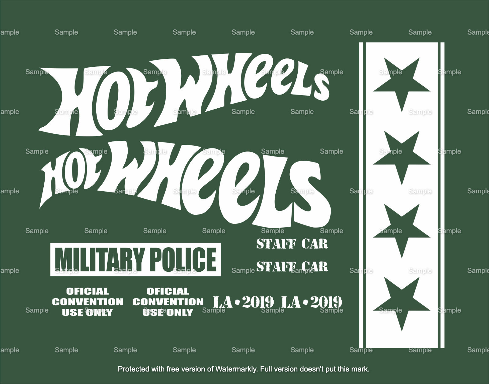 Universal Water Slide Decals For Hot Wheels ’55 GASSER MILITARY POLICE CON 208