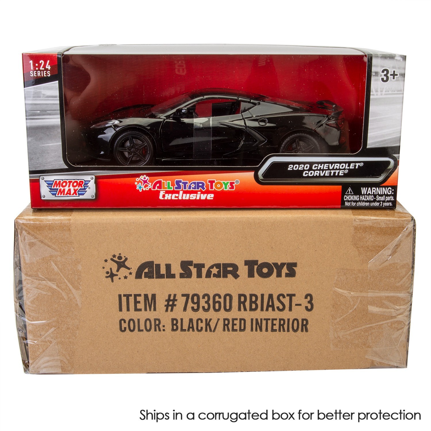 2020 Chevrolet Corvette C8 Stingray Black 1:24 Diecast Model Motormax 79360