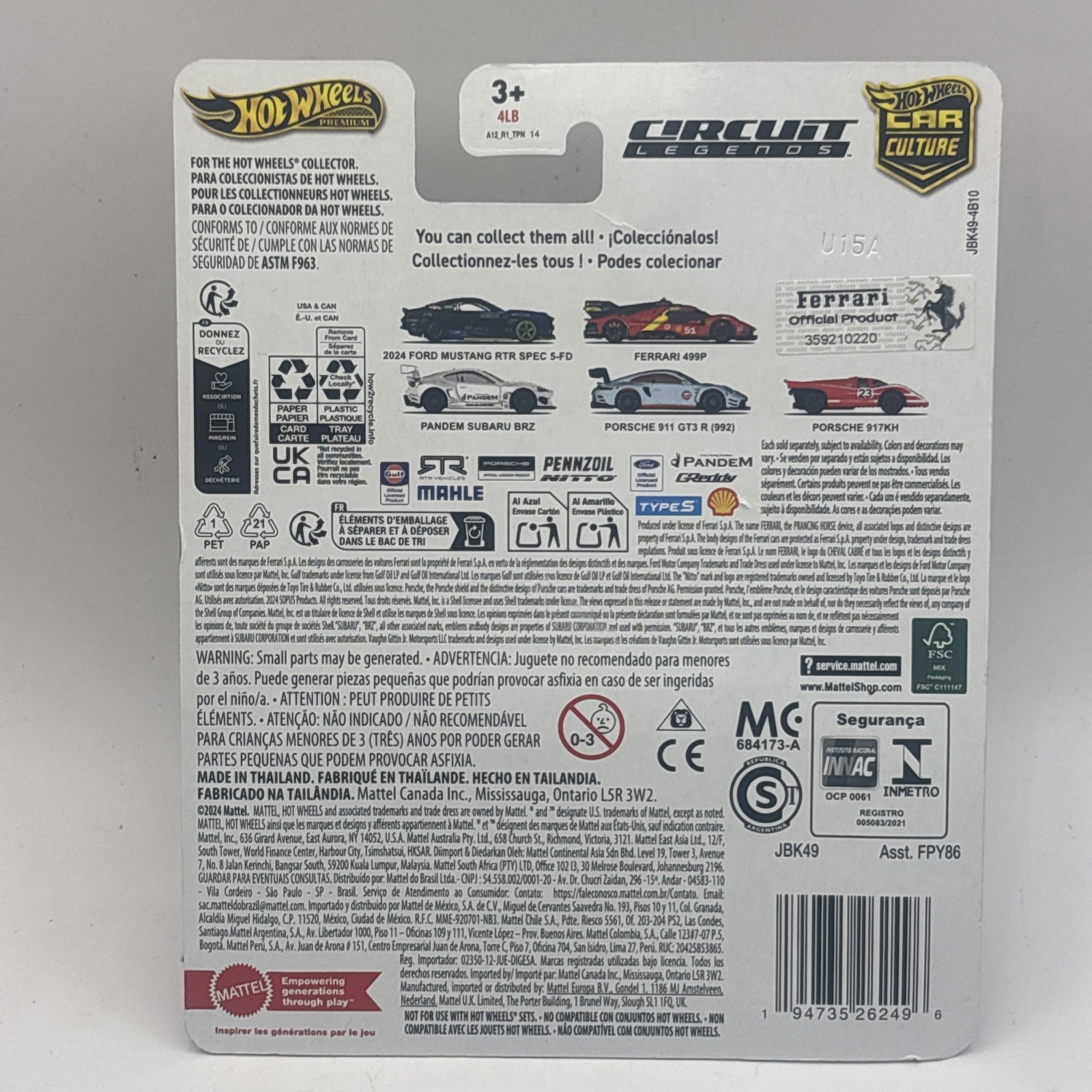 New Hot Wheels Premium 2024 “Circuit Legends” Car Culture Red Ferrari 499P
