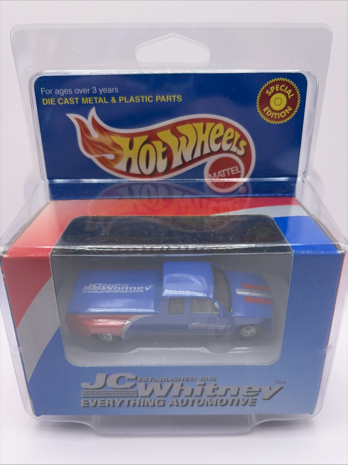 Hot Wheels JC Whitney Blue C3500 Extended Cab Pickup w/ Real Riders MIMB