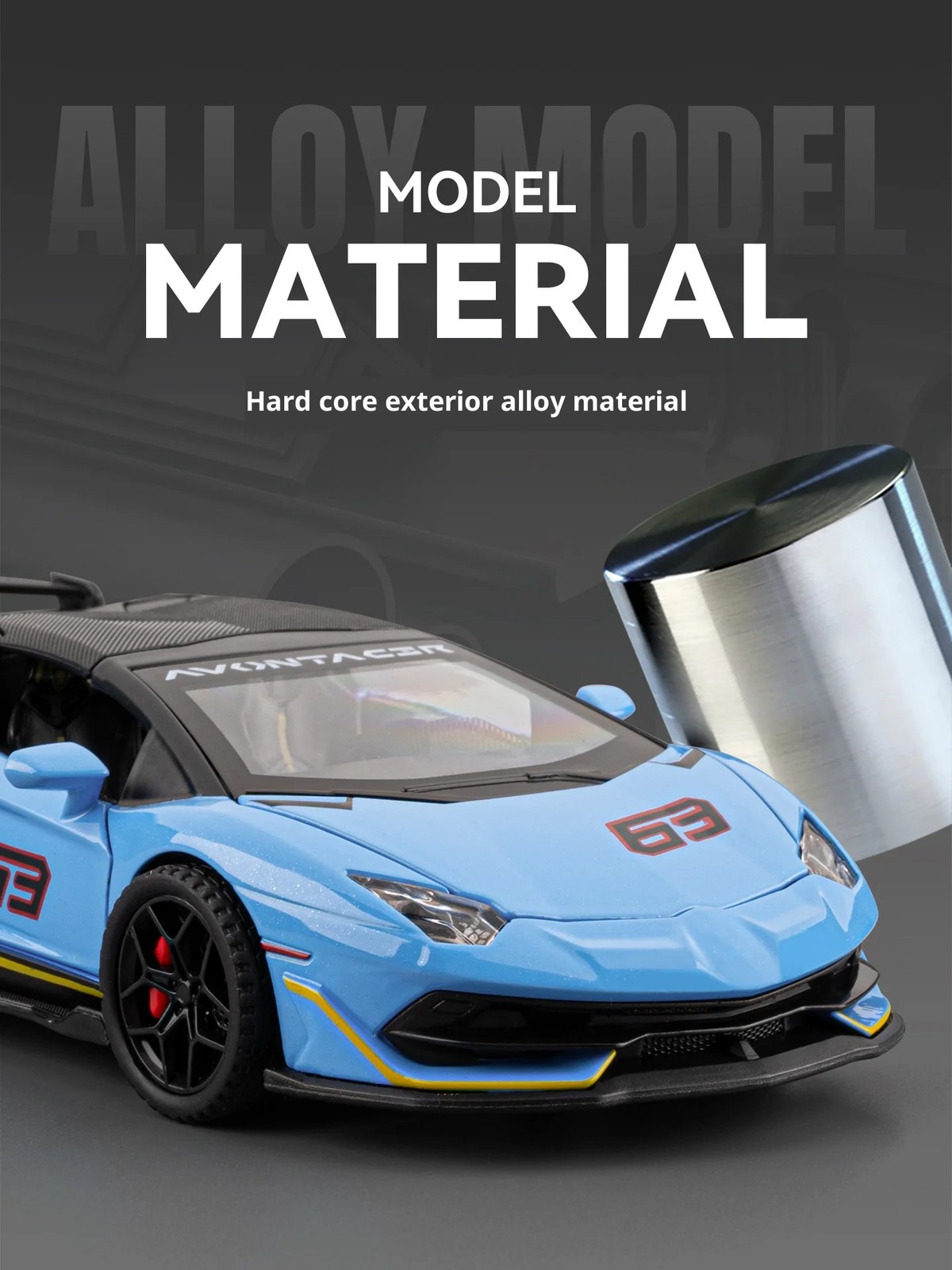 1/32 Lamborghini SVJ63 Alloy Diecast Sports Car Model Sound and Light Pull Back