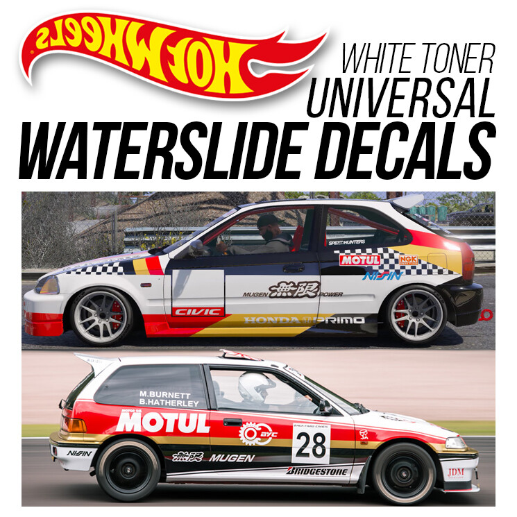 1/64 Scale MOTUL HONDA Custom White Toner Universal WaterSlide Decal Hot Wheel