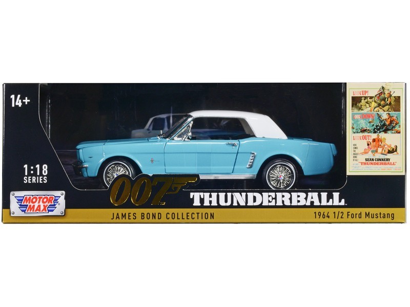 1964 1/2 Ford Mustang Light Blue with White Top James Bond 007 “Thunderball” (19