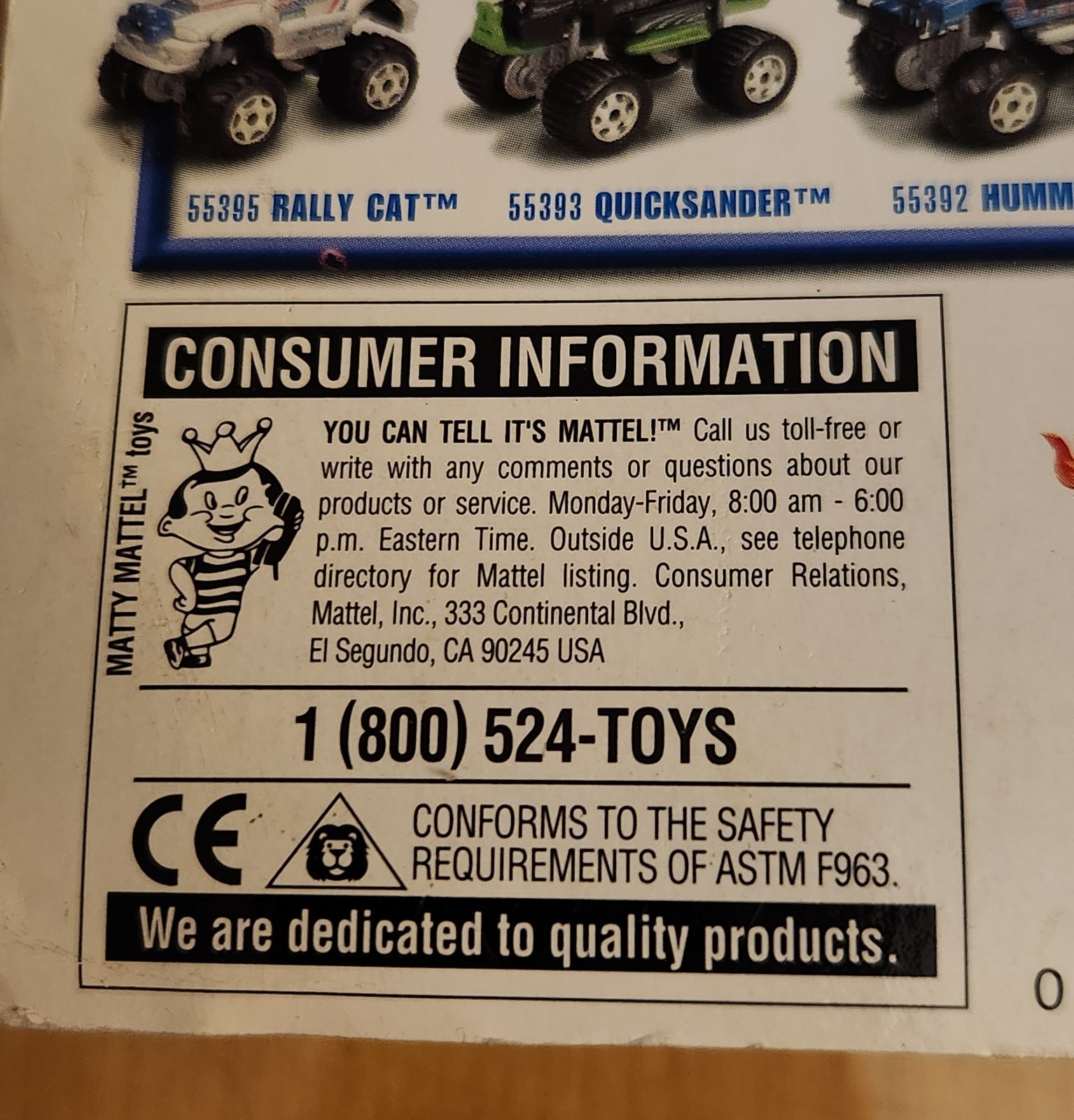 HOT WHEELS Mattell RALLY CAT MECHANIC Package Vintage 2001