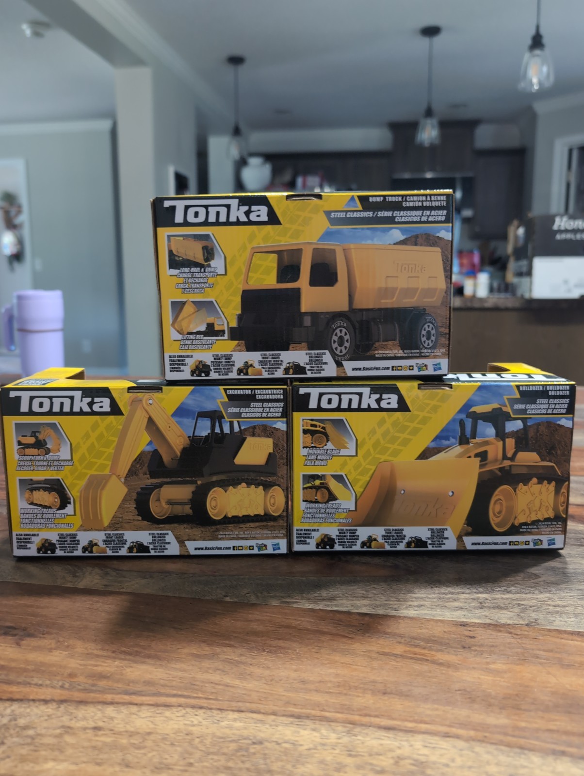Tonka Steel Classics Yellow Dump Truck, Bulldozer, Excavator Set Hasbro