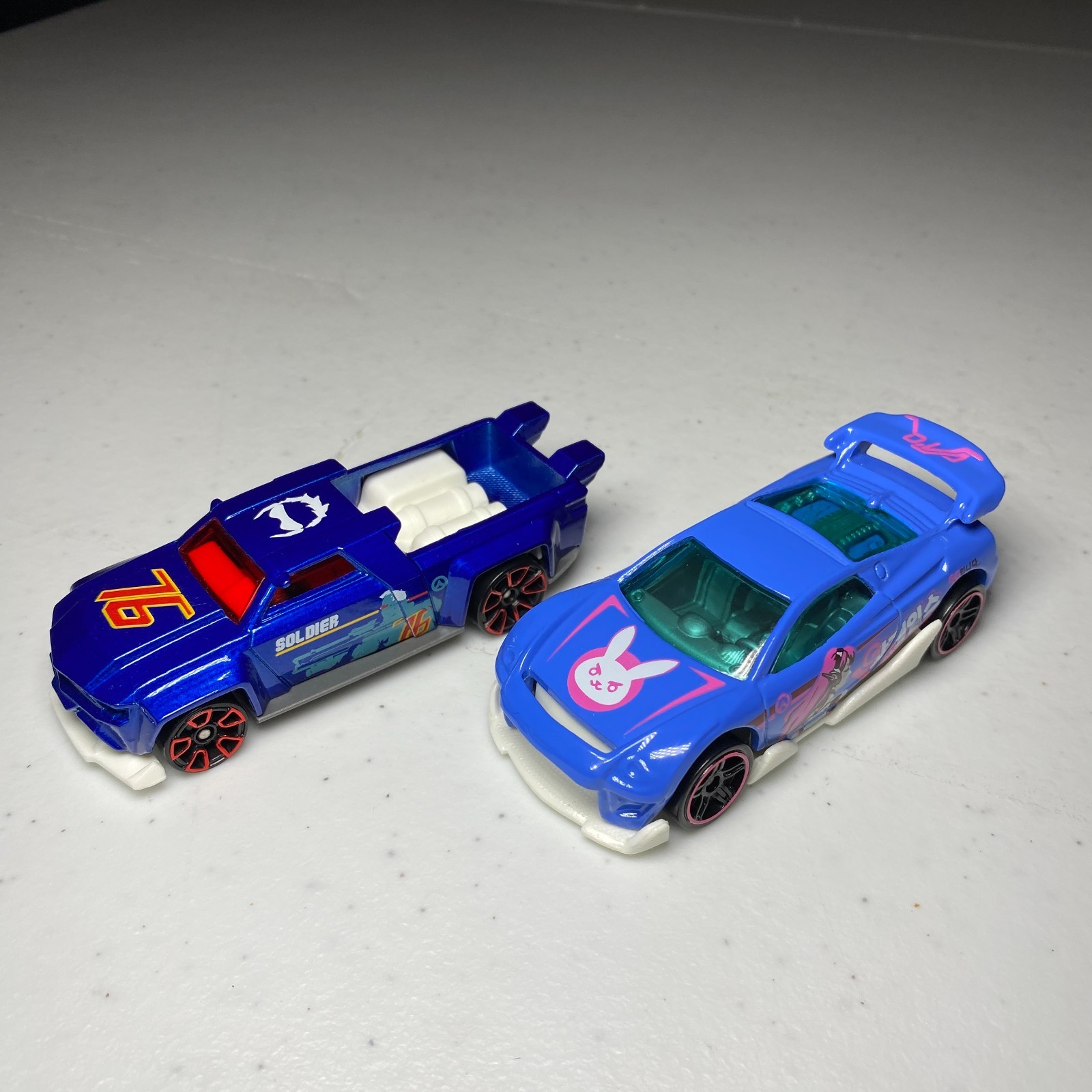 2020 Hot Wheels Overwatch MS-T Suzuka #4/D.VA and Soldier: 76 Loose – Lot of 2