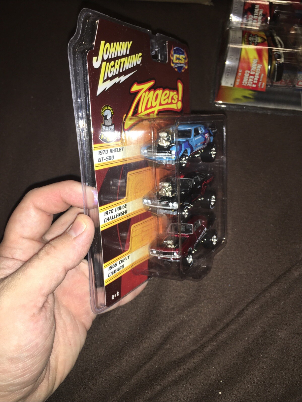 JOHNNY LIGHTNING ZINGERS CS CUSTOMS 3 PACK 70 SHELBY/70 CHALLENGER/69 CAMARO