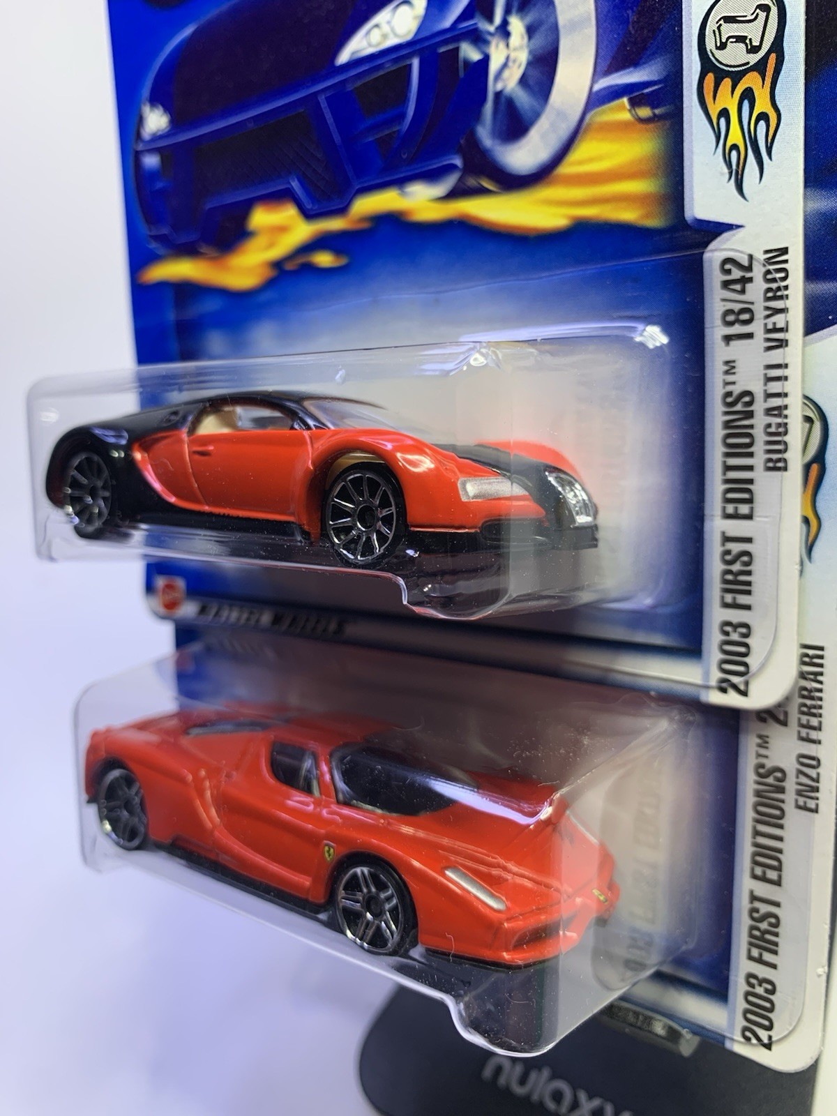 2003 Hot Wheels~Red~’Enzo Ferrari 24/42 & Bugati Veyron 18/42~First Editions~MOC
