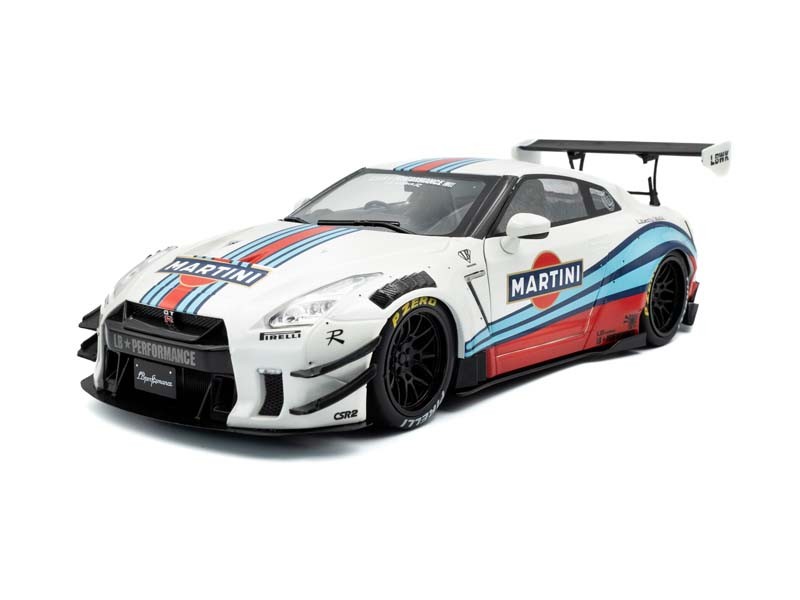 2024 Nissan GT-R (R35) w/ Liberty Walk Body Kit 2.0 Martini Racing 1:18 Solido