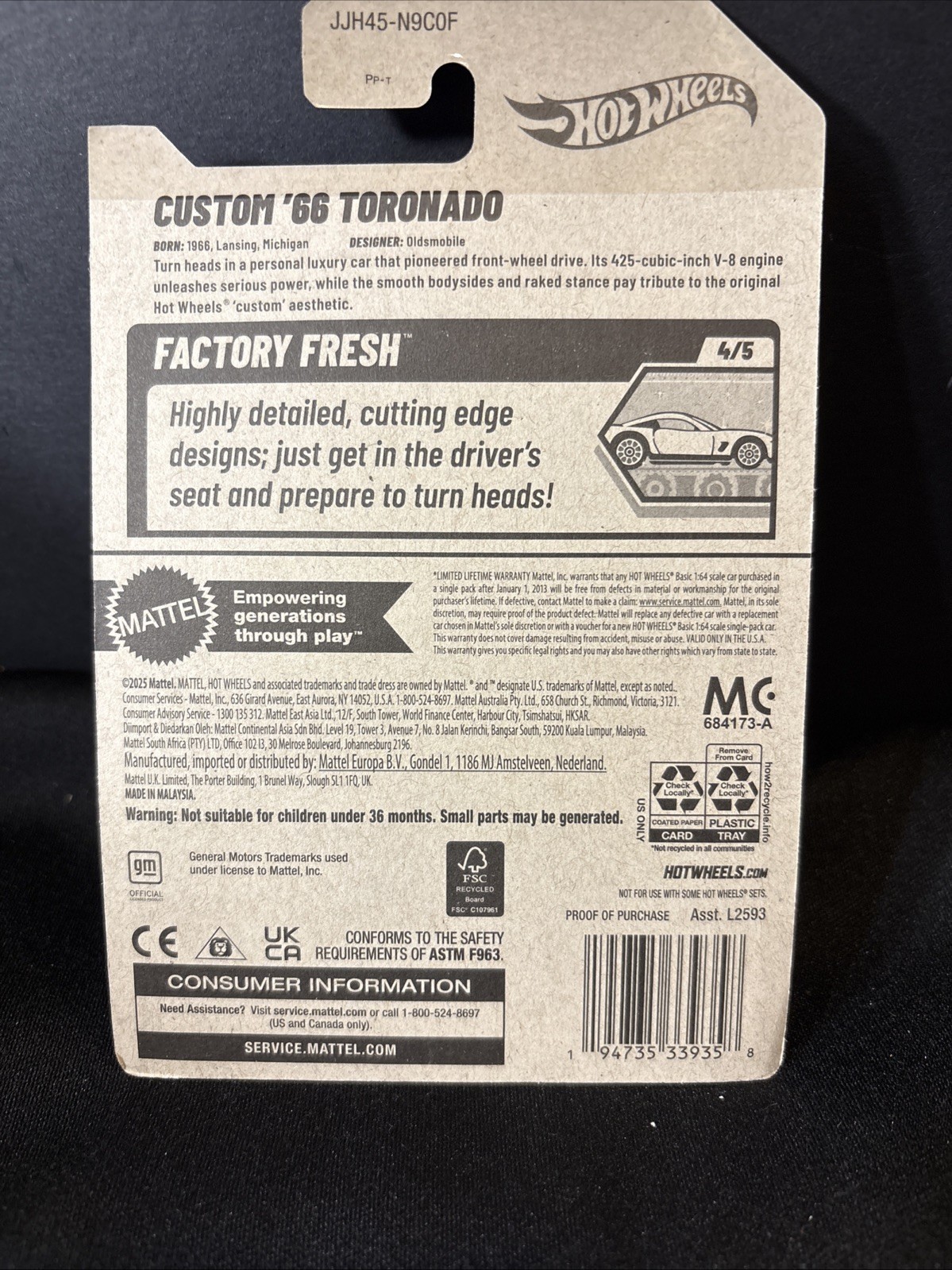 NEW SEALED 2026 Hot Wheels Custom ’66 Toronado Red Factory Fresh JJH45 114/250