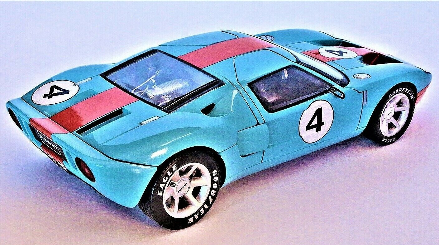 Ford GT40 Race Car Classic Custom Concept Model Hot Rod Carousel BLU 1:18