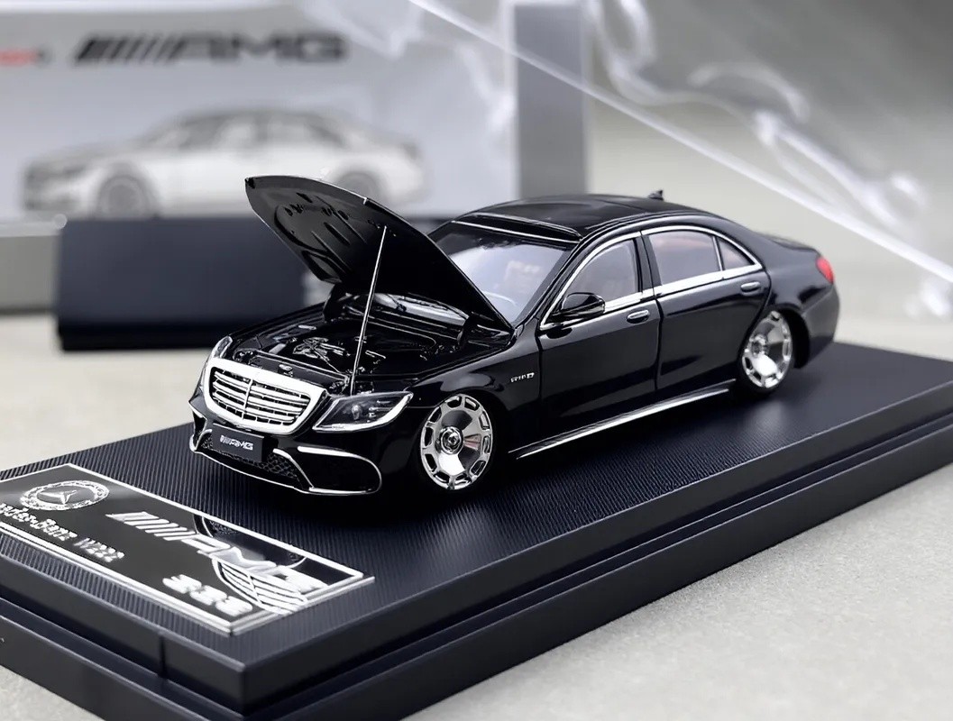 RM 1:64 Black S63 W222 V12 VIP Luxury Sedan Sports Model Diecast Metal Car