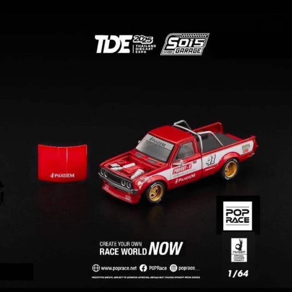 Pop Race 1/64 Pandem Datsun 620 Red TDE 2025 Exclusive Event Model