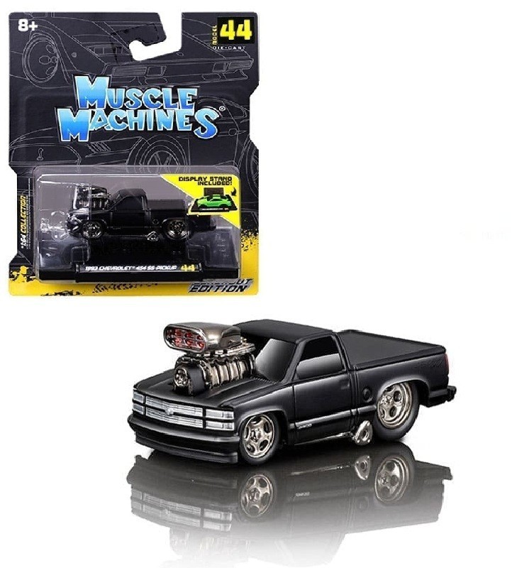 MUSCLE MACHINES 1993 CHEVROLET 454 SS PICKUP MATT BLACK 1:64 MODEL CAR 15584-3I
