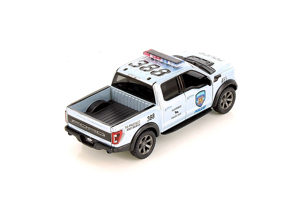 5436P Kinsmart 2022 Ford F-150 Raptor Police1:46 Diecast Truck 5 inch SILVER