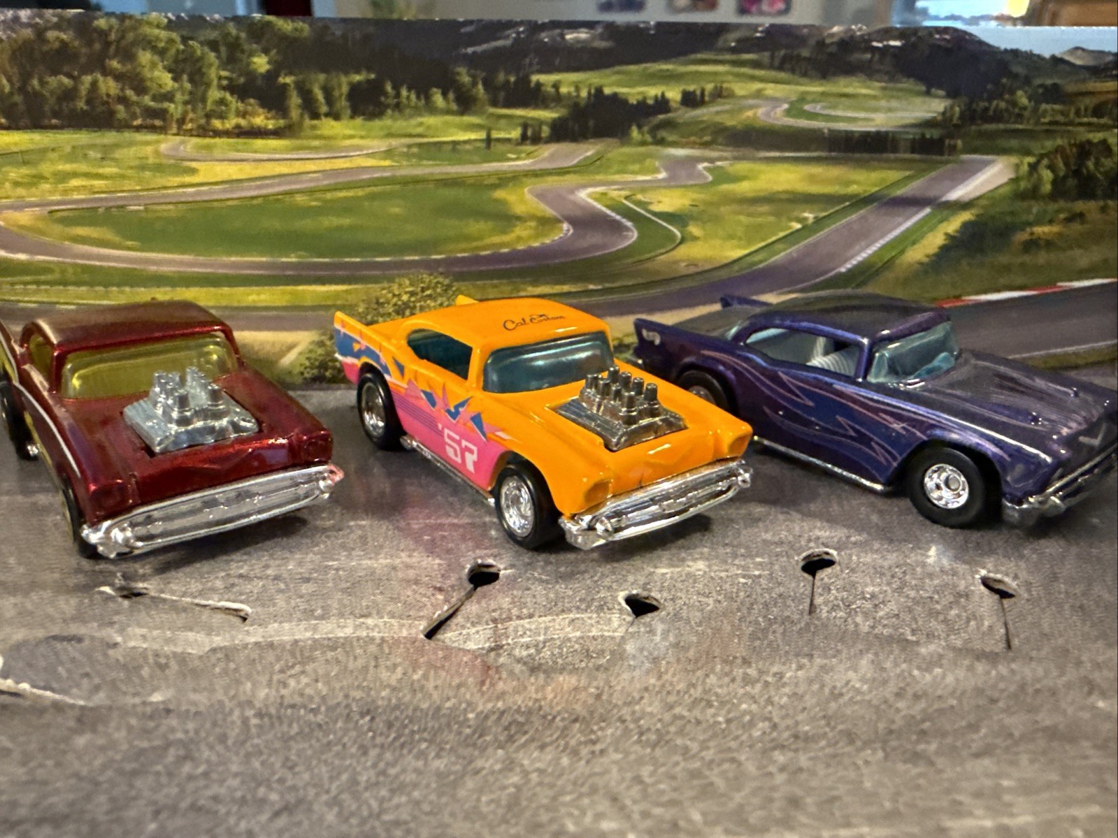 Hot Wheels 57′ Chevy Hot Rod Metal Flake Maroon Red GHO Cal Custom Editors Choi