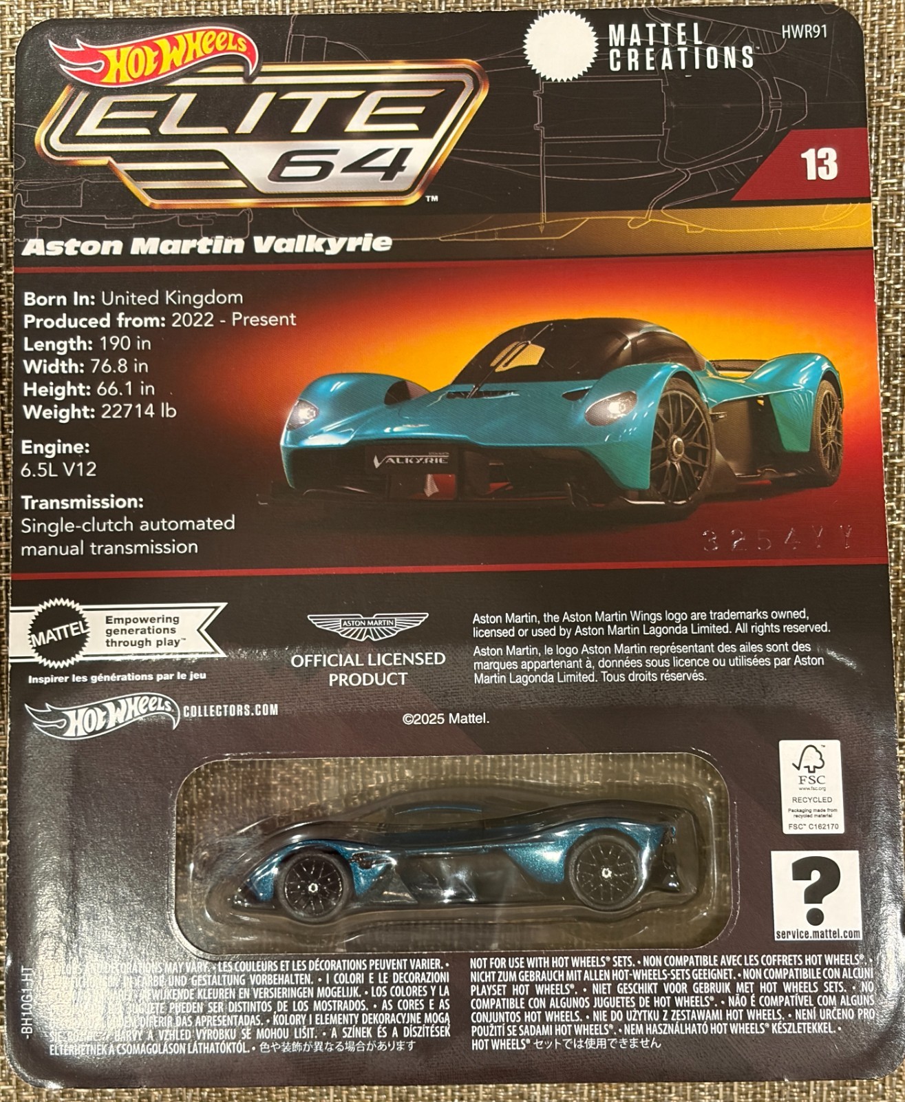 2025 Hot Wheels Elite 64 Aston Martin Valkyrie , Factory sealed , Free shipping