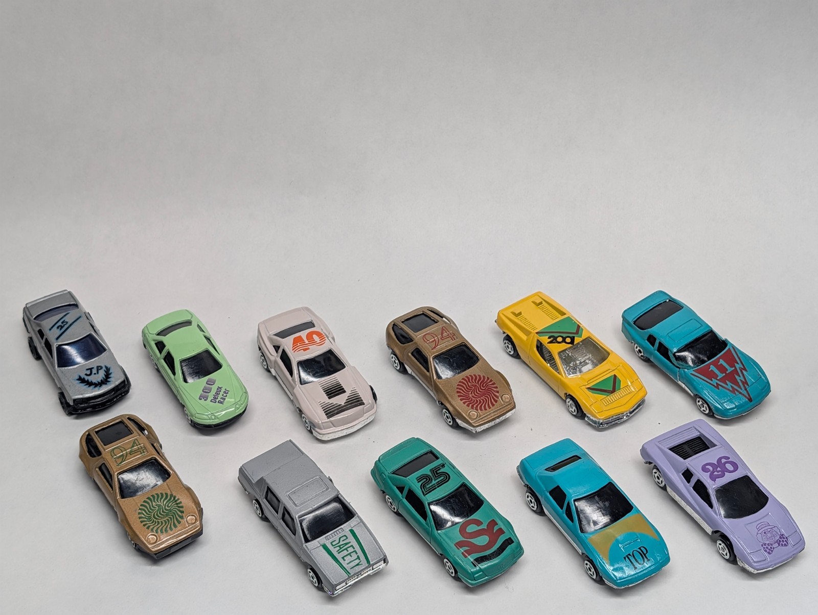 Lot 11 Diecast Toy Cars Mixed Colors Racing Numbers Loose Unbranded China
