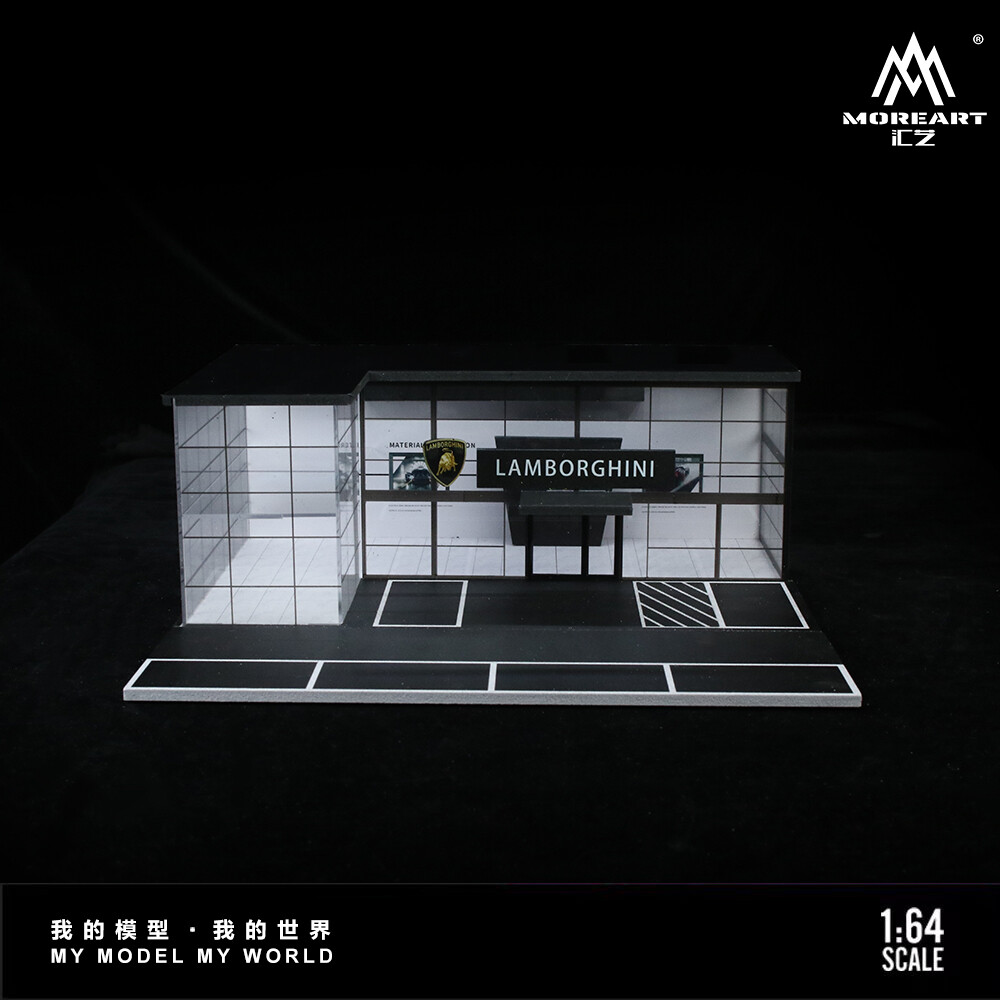 Diorama 1/64 Die-Cast Car Garage Model LED Car Exhibition Showroom Scene Gift US
