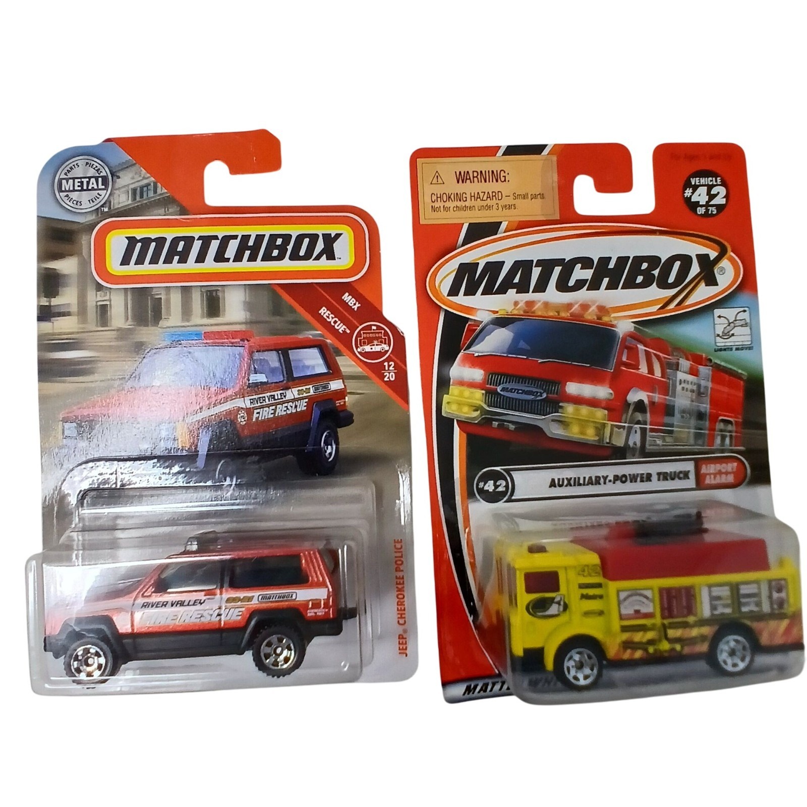 5 Matchbox DieCast Cars Police Fire Rescue Vehicles Airport Alarm Vintage #D33