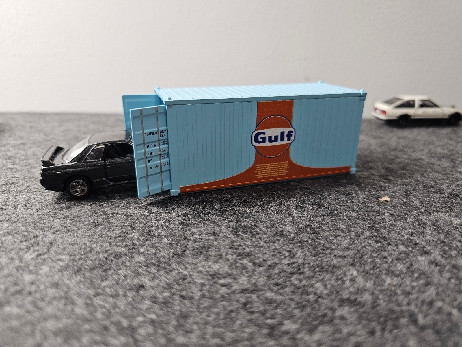 1:64 Alloy Gulf Painted 20′ Container Box Model Miniature Scene Barn Door Open