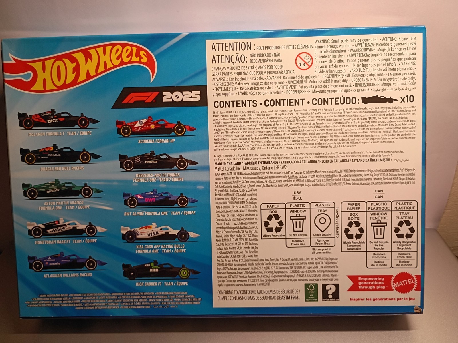 Hot Wheels F1 2025 Formula 1 Hot Wheels 10 Pack Variety Diecast 1:64 Scale New