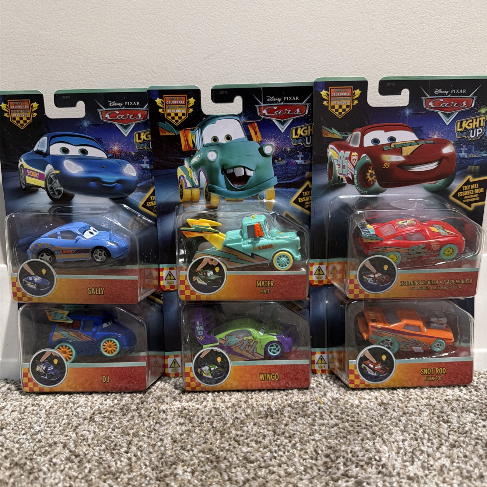 2026 Disney Pixar Cars Light-Up Complete Set of 6 McQueen, Mater, Sally And More