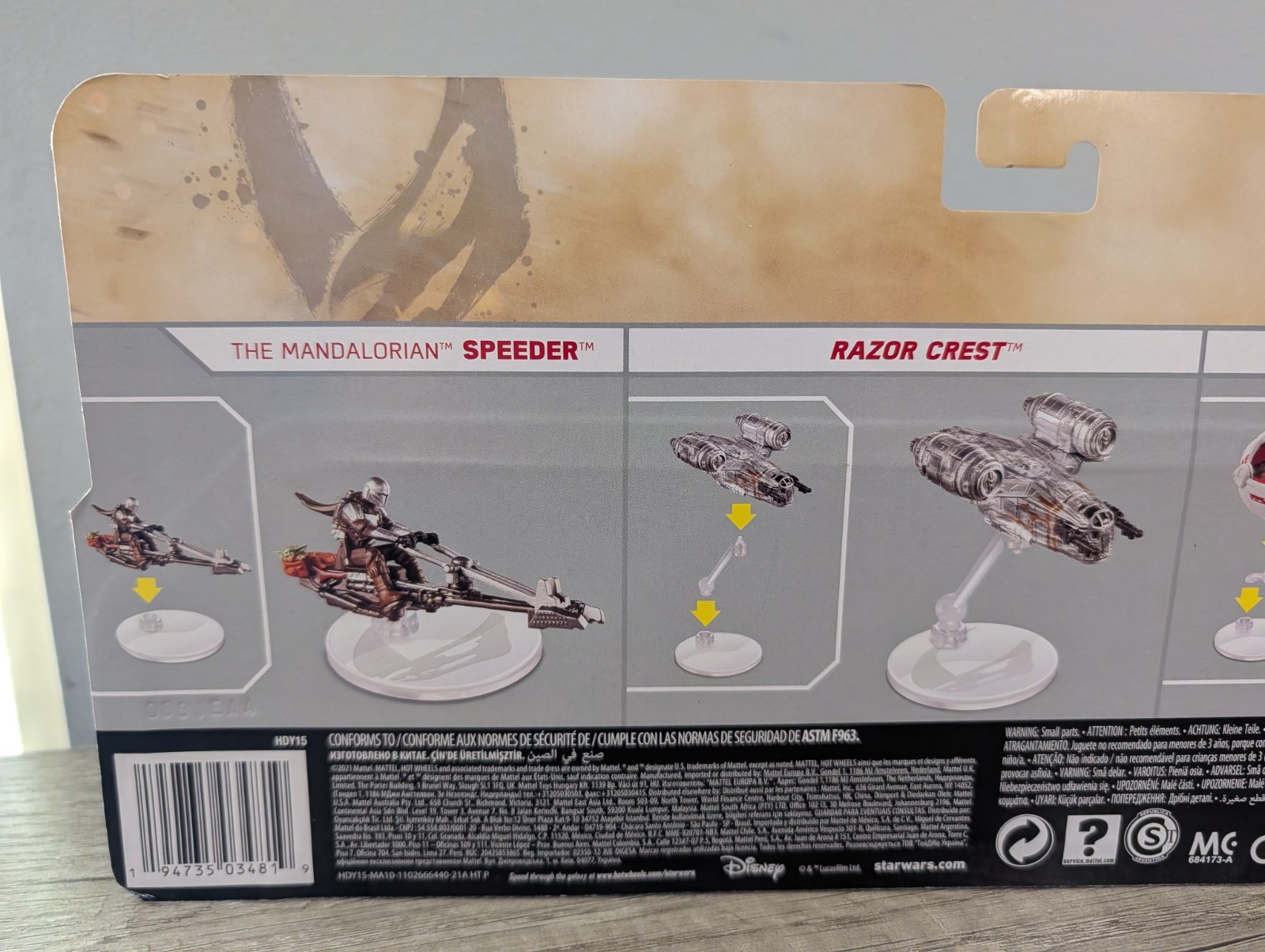 Hot Wheels Star Wars Starships 3-Pack Razor Crest Mandalorian Speeder Hover Pram