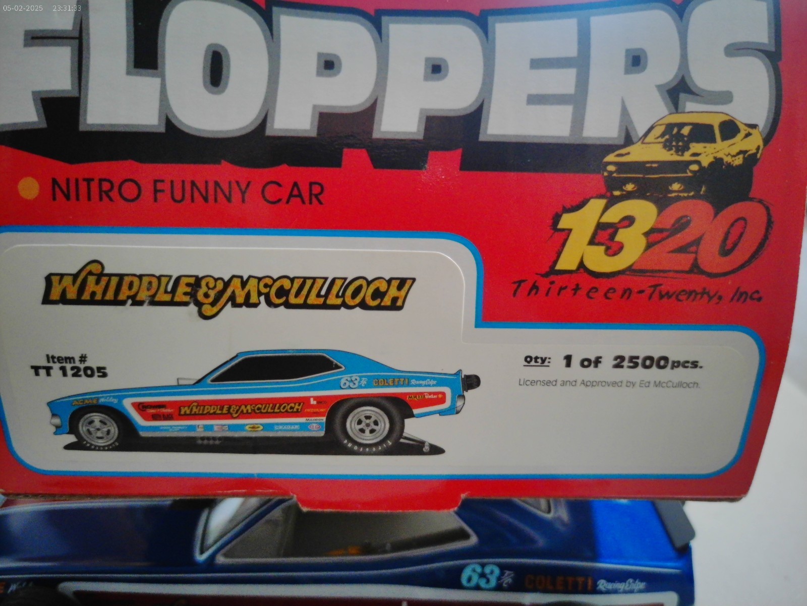 RARE SAMPLE WHIPPLE & McCULLOCH 1:24 FLOPPERS NITRO FUNNY CAR DRAG RACING 1320