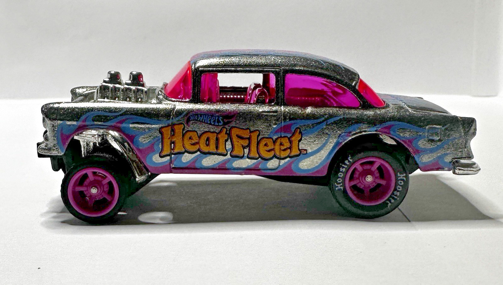Hot Wheels `55 Chevy Bel Air Gasser Heat Fleet ZAMAC Rubber Tire Wheel Swap