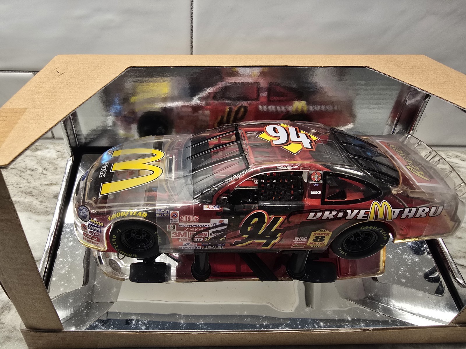 Bill Elliott Autographed Hot Wheels Racing #94 Drive Thru 1999 Ford With Stand