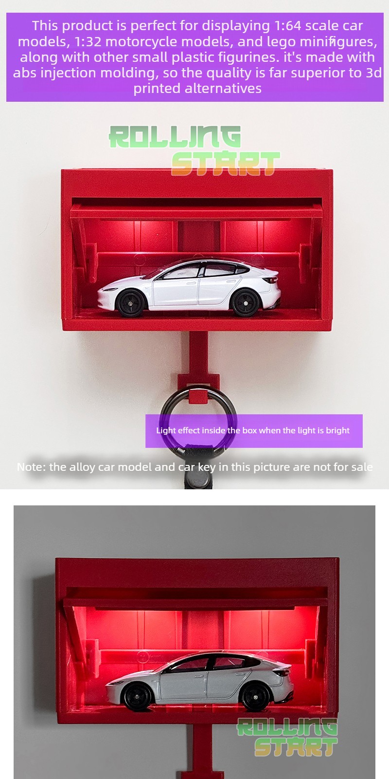 1:64 Diorama Induction Light Garage Model Key Holder Car Key Rack Display Model
