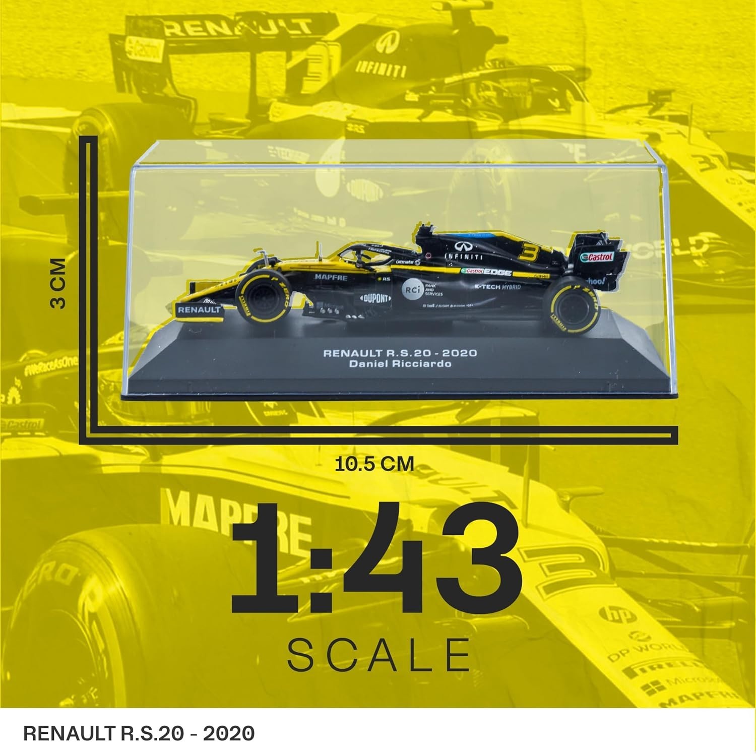 1:43 Scale Diecast Model of Renault RS20 F1 – Ricciardo & Ocon Collector’s Car
