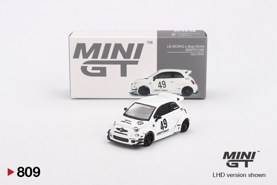 Mini GT 1:64 LB-WORKS x Abas Works ABARTH 595 Gara White Diecast Car MGT00809