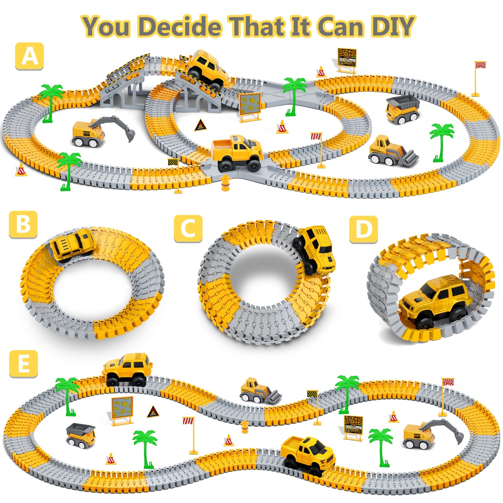 Kids Toys 253 PCS Construction Race Tracks Toy for 3 4 5 6 7 8 Year Old Boys …