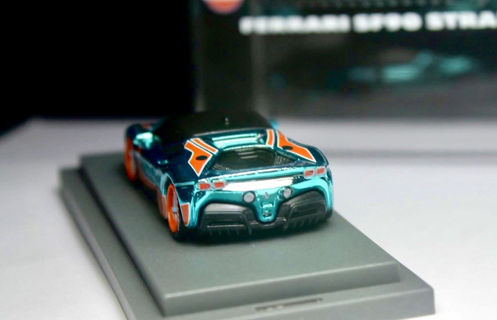 Hot Wheels Ferrari SF90 Stradale Blue Spectraflame Custom W/ display Case