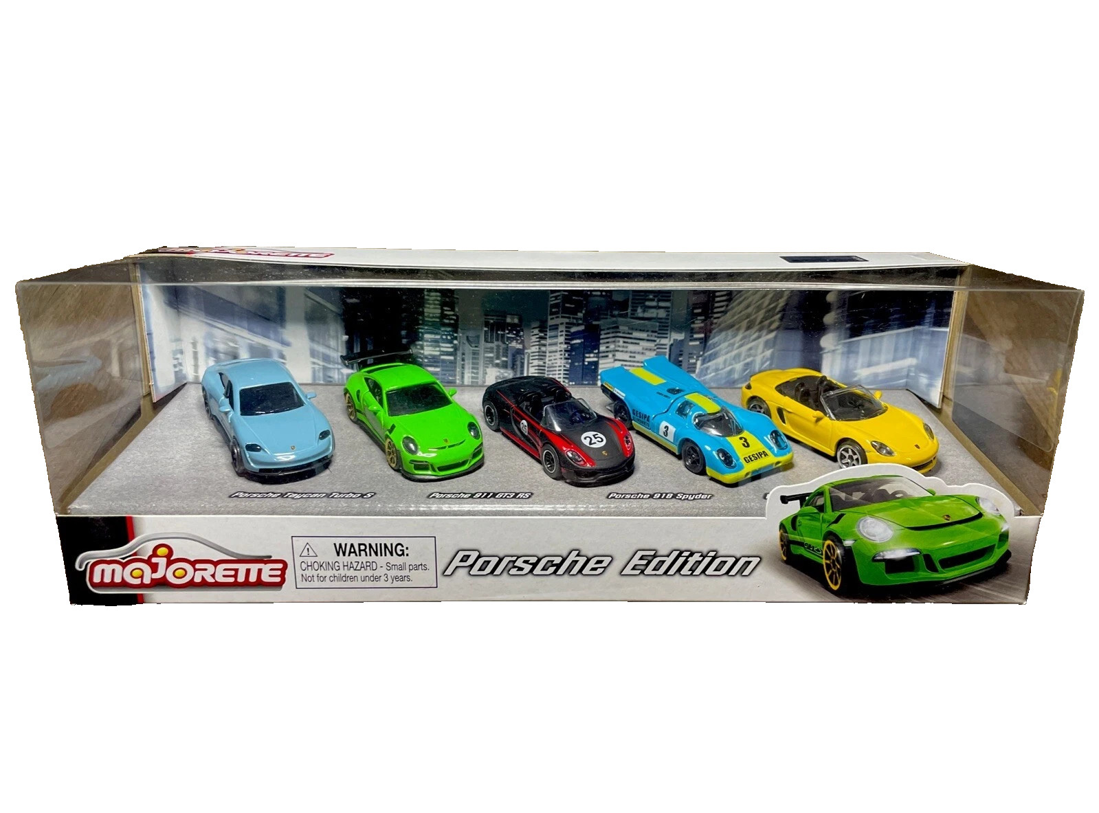 2023 Majorette Porsche Edition 5 Pack Taycan S, 911 GT3 RS, 918 Spyder, 917, 718