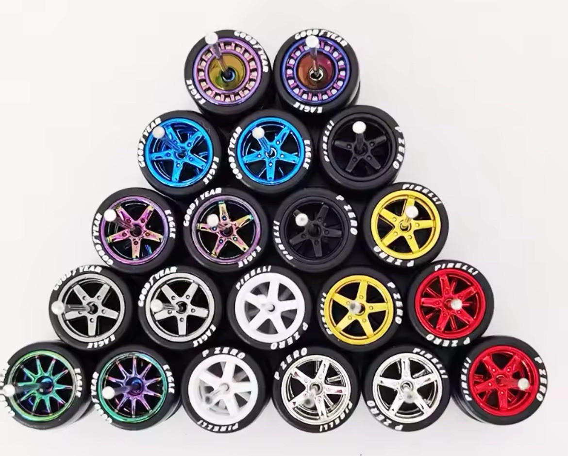 1/64 Scale Wheels & Rubber Tires (10 Car Sets) Real Riders fits Hot Wheels Set J