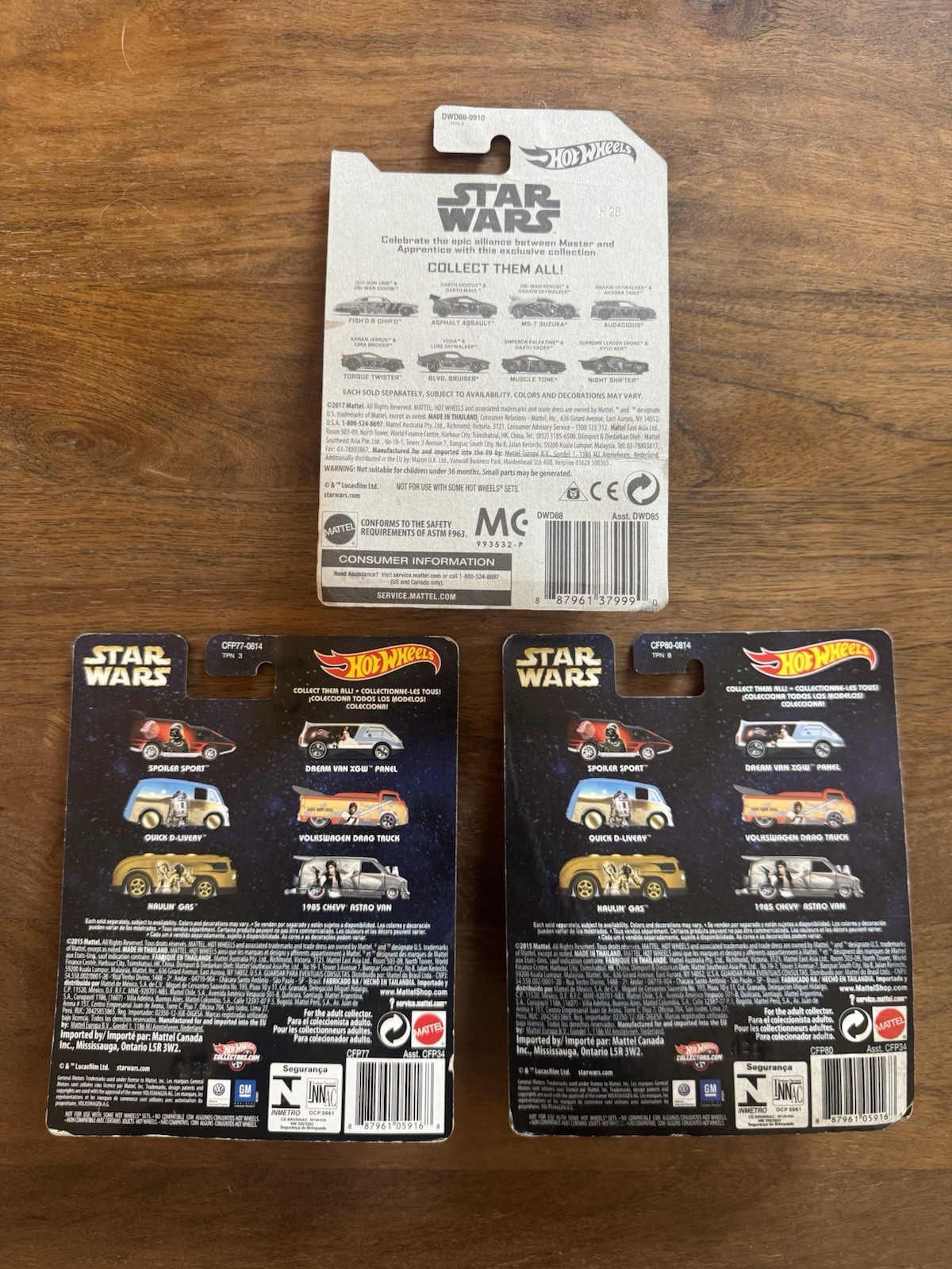 Hot Wheels Star Wars Lot of 3 Real Riders Premium Die Cast Cars Sealed