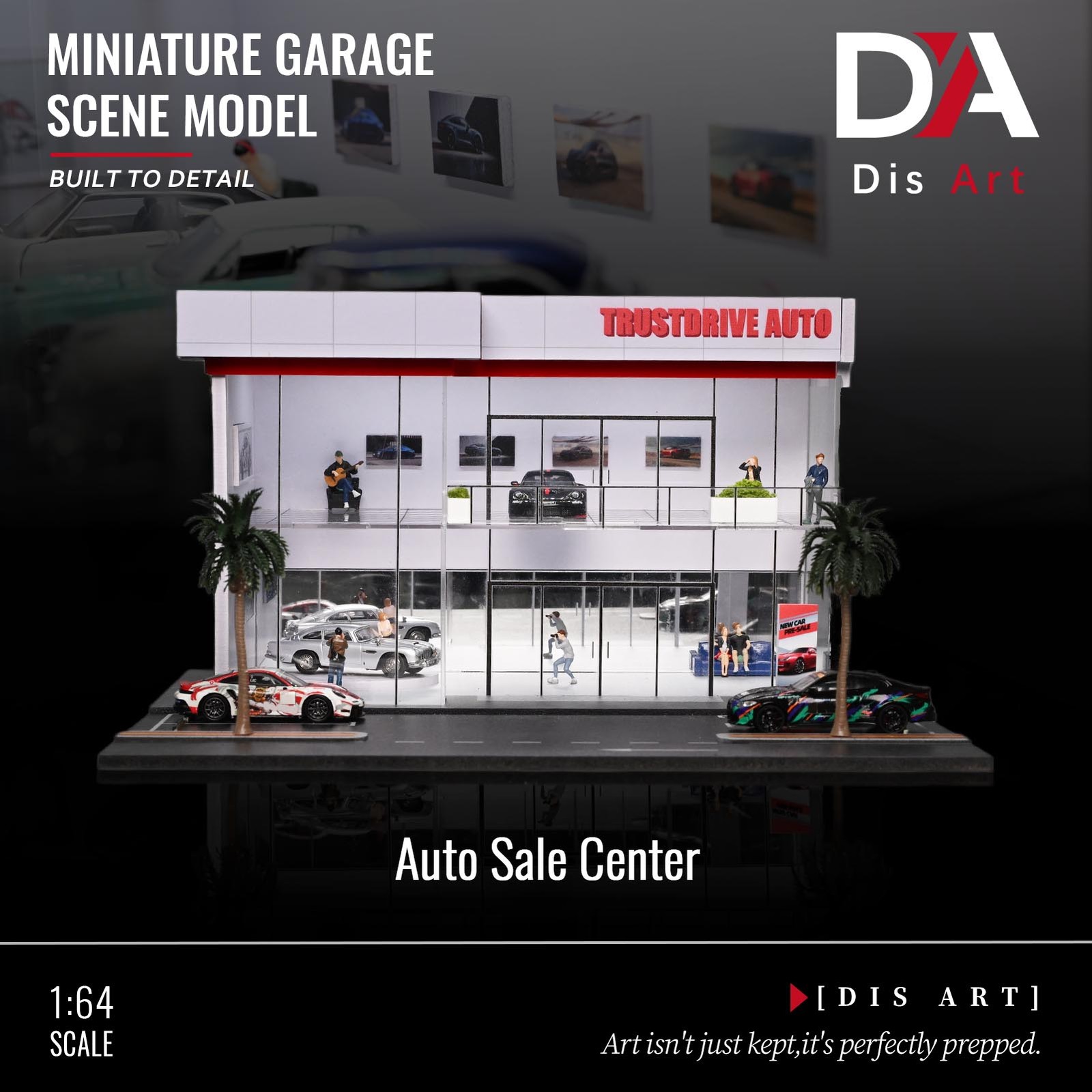 1/64 Diorama 2-Layer Showroom Scene Parking Lot Model LED Light Car Garage Model