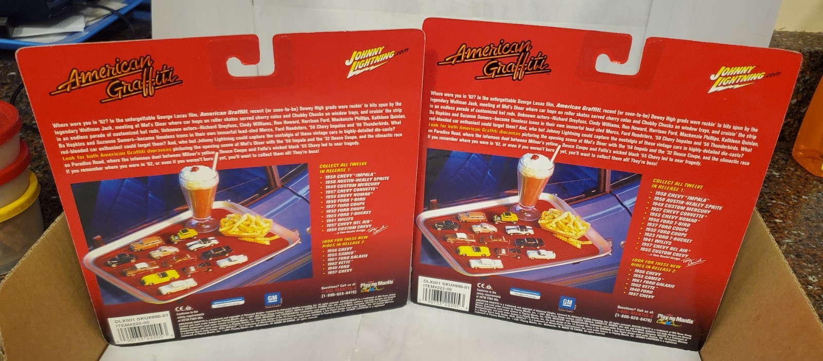 2001 JL American Graffiti Dioramas (lot of 2) Mels has crushed blister RARE VTG